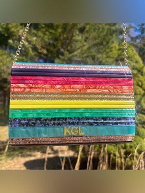 Kurt Geiger London Rainbow Party Envelope Clutch Crossbody Bag